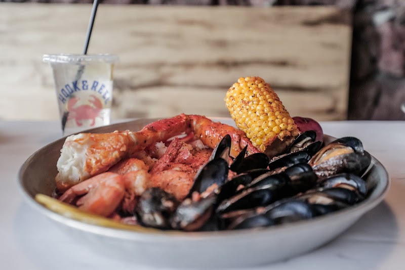 Food and interior photo 1 at Hook & Reel Cajun Seafood & Bar in Oklahoma City