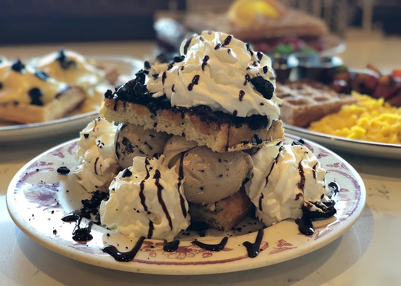 Food and interior photo 1 at Belgian Waffle Works in Lake Arrowhead